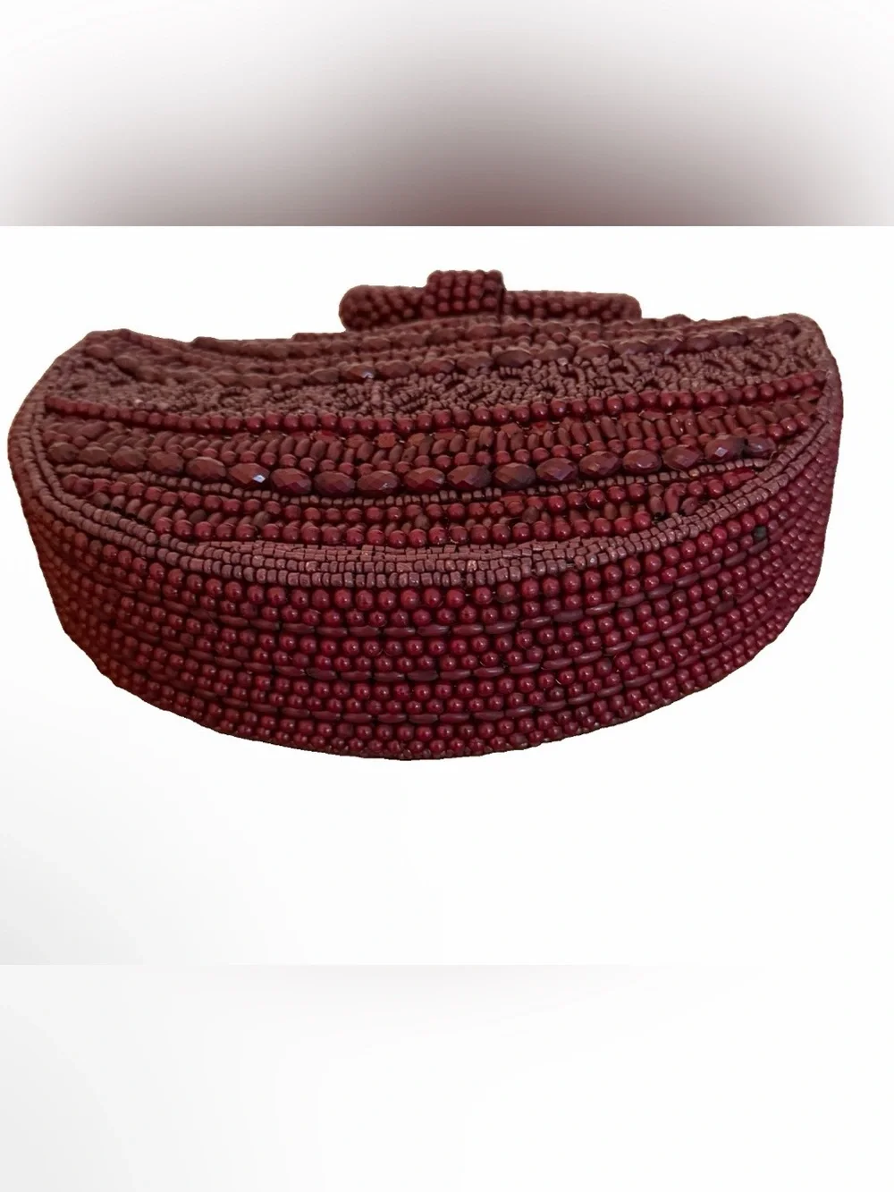 Beaded Burgundy Half Moon Handbag & Clutch NWT
